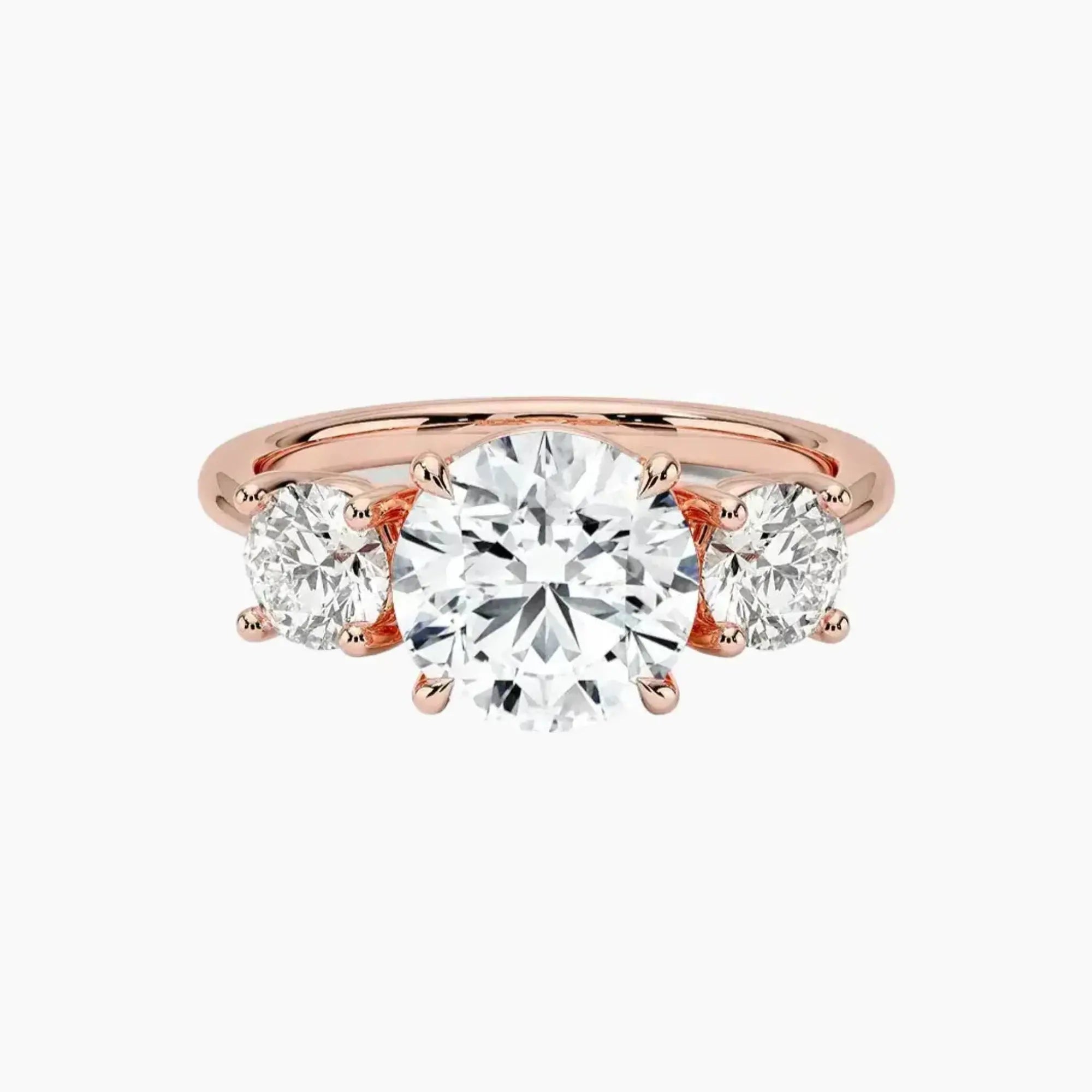 Seraphina Round Three Stone 2 Carat Lab Grown Diamond Engagement Ring in 14K Rose Gold