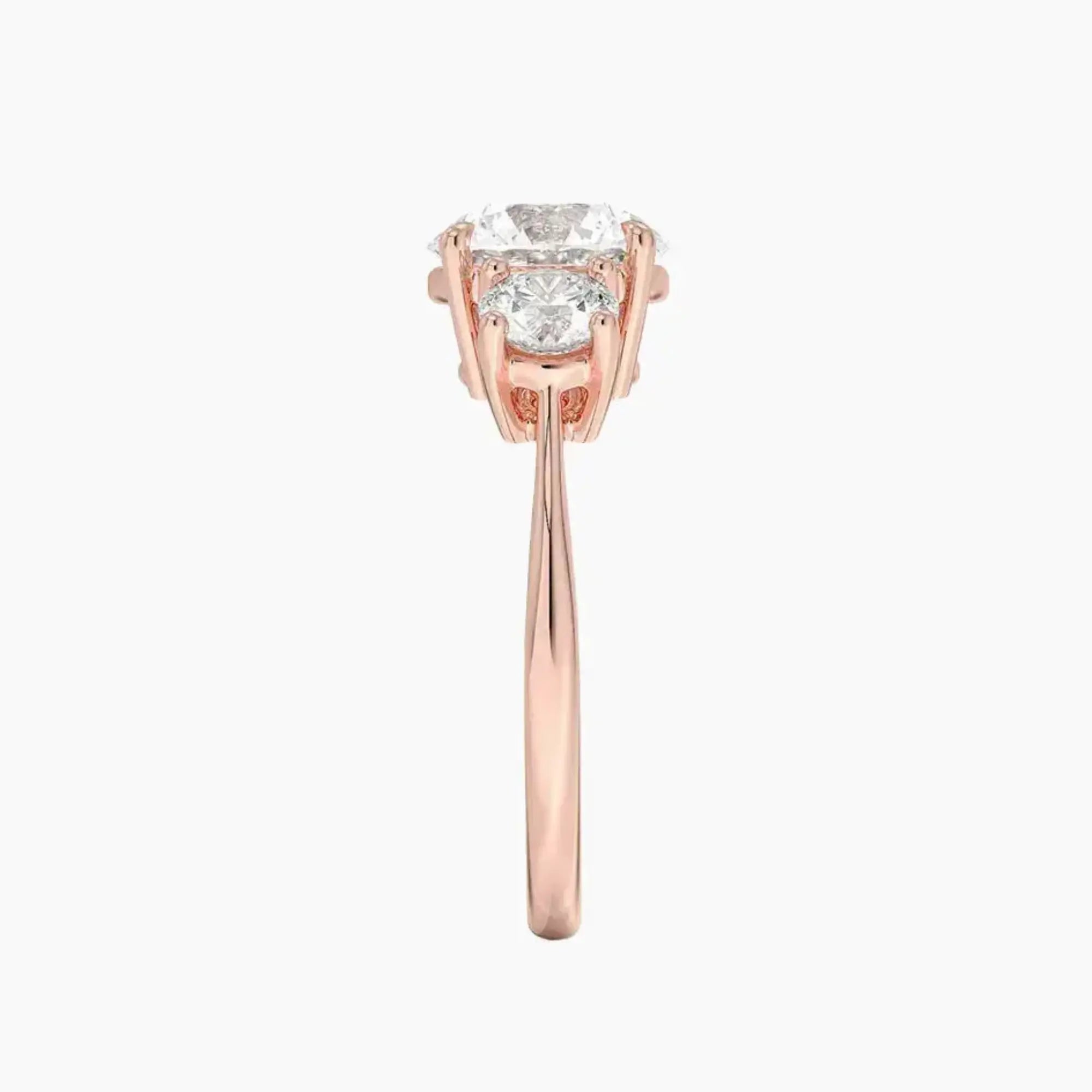 Seraphina Round Three Stone Diamond Ring Setting in 18K Rose Gold