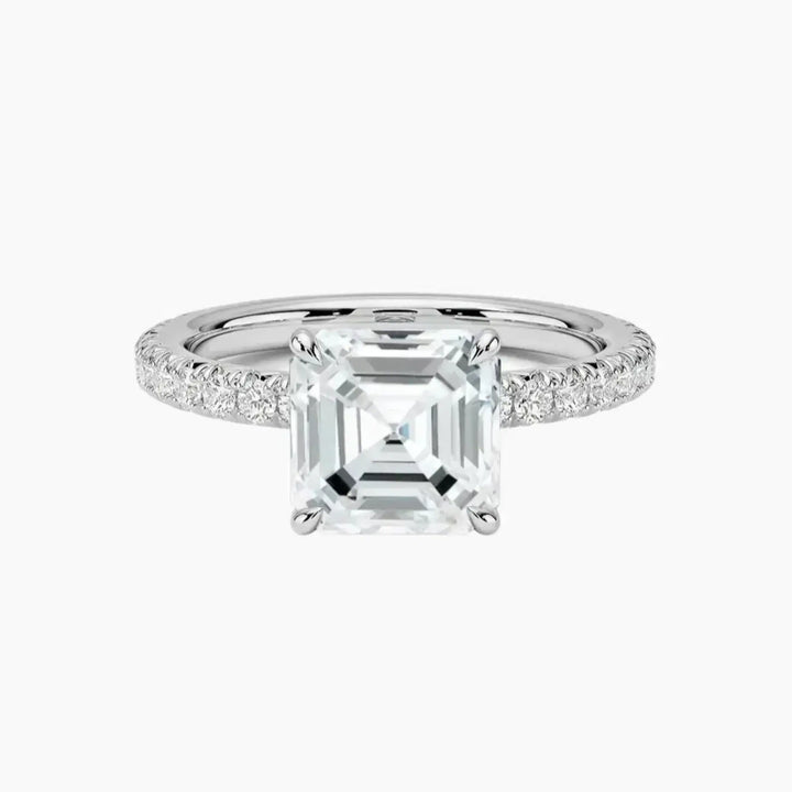 Irina Asscher Solitaire 3 Carat Lab Grown Diamond Engagement Ring in 14K White Gold