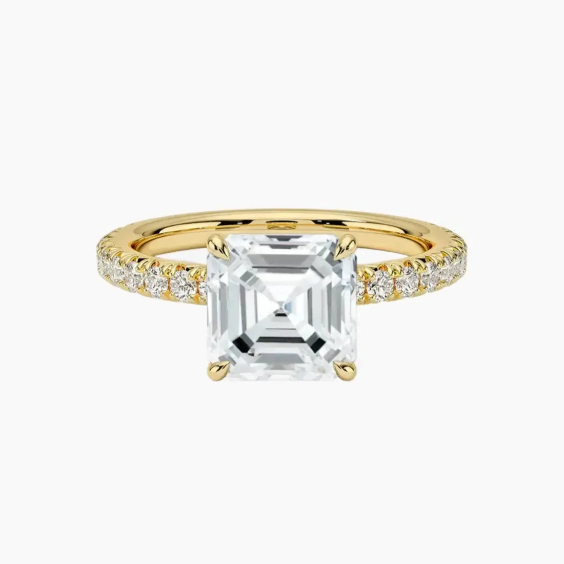 Irina Asscher Solitaire 3 Carat Lab Grown Diamond Engagement Ring in 18K Yellow Gold