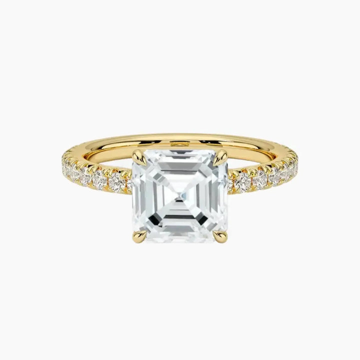 Irina Asscher Solitaire 1 Carat Lab Grown Diamond Engagement Ring in 18K Yellow Gold
