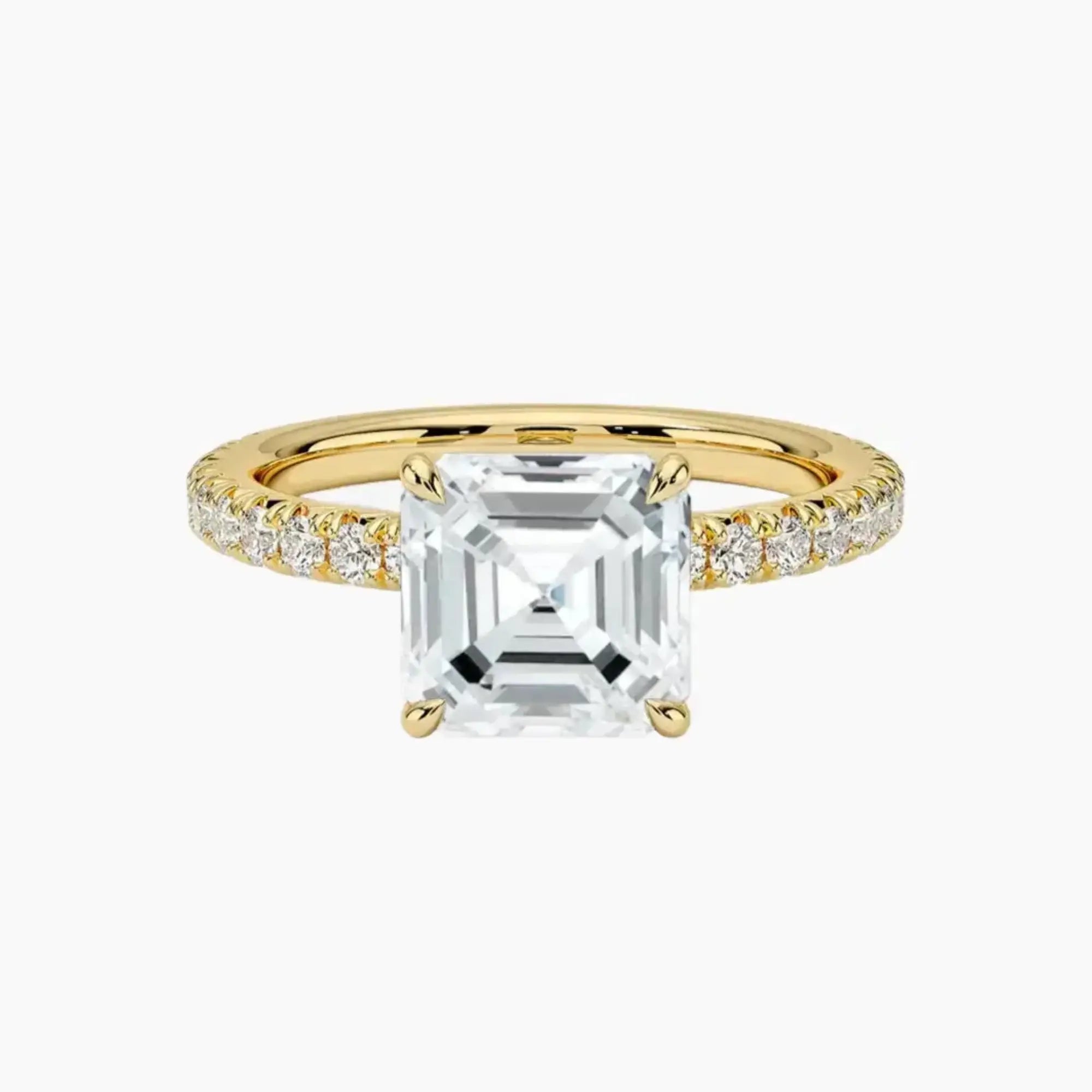 Irina Asscher Solitaire 1 Carat Lab Grown Diamond Engagement Ring in 18K White Gold