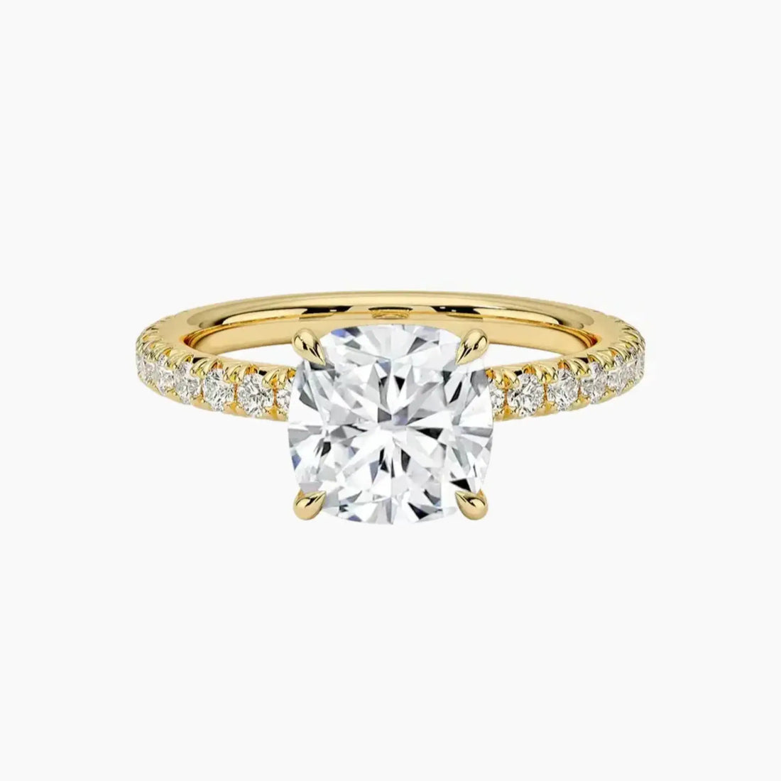Irina Cushion Solitaire 2 Carat Lab Grown Diamond Engagement Ring in 18K Yellow Gold