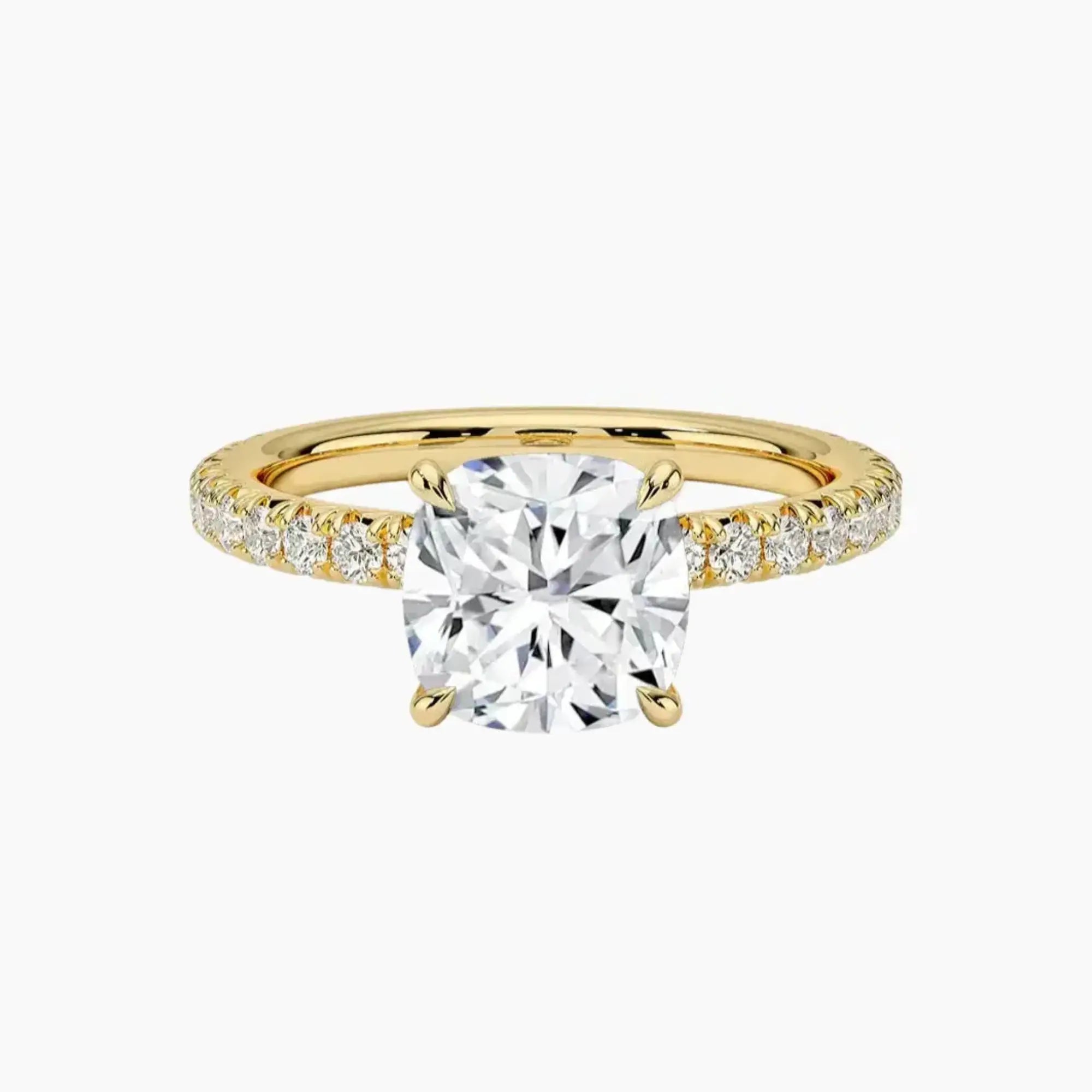 Irina Cushion Solitaire 1 Carat Lab Grown Diamond Engagement Ring in 18K Yellow Gold