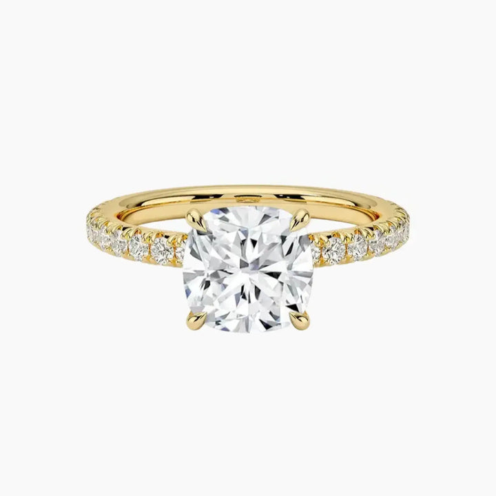 Irina Cushion Solitaire 2.5 Carat Lab Grown Diamond Engagement Ring in 14K Yellow Gold