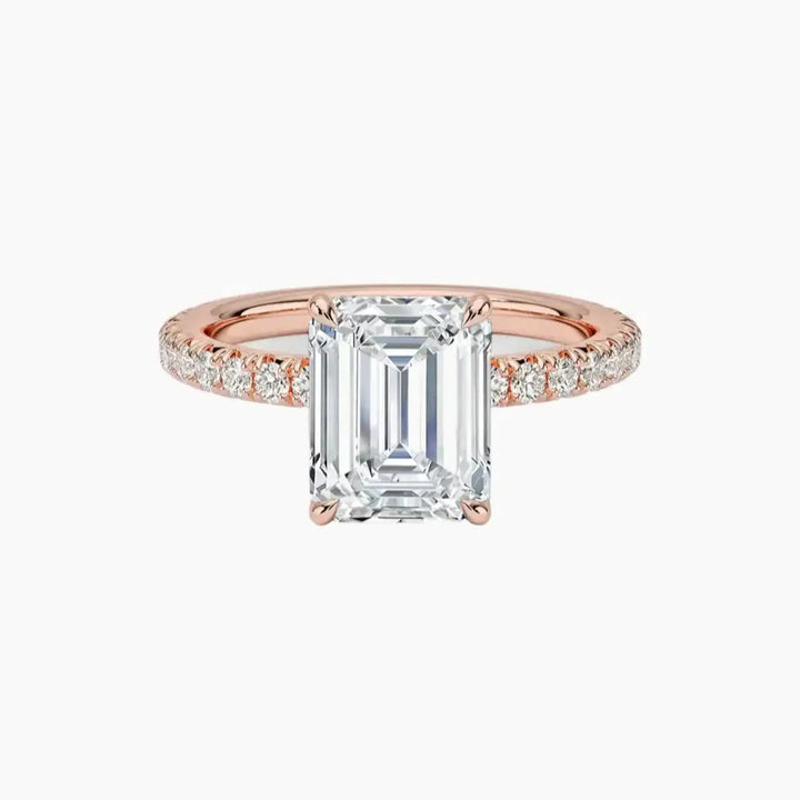 Irina Emerald Solitaire 3 Carat Lab Grown Diamond Engagement Ring in 14K Rose Gold