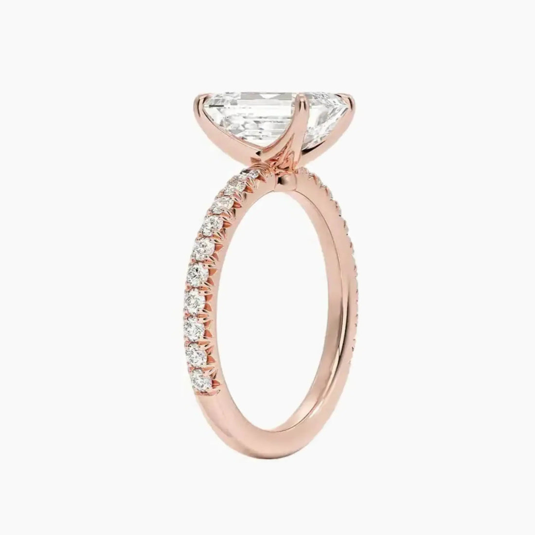 Irina Emerald Solitaire Diamond Ring Setting in 14K Rose Gold