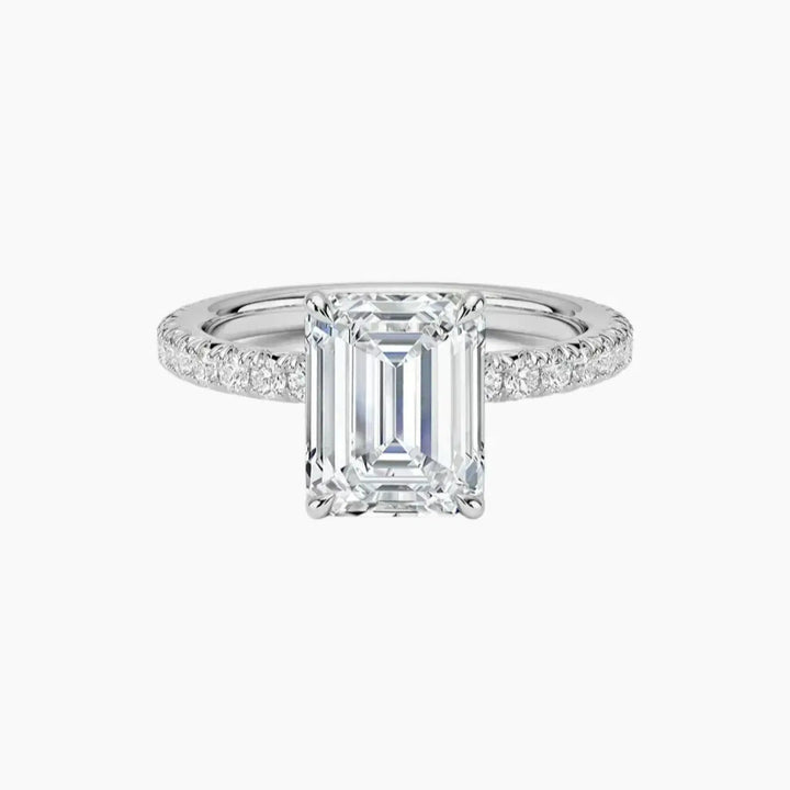 Irina Emerald Solitaire 3 Carat Lab Grown Diamond Engagement Ring in 14K White Gold