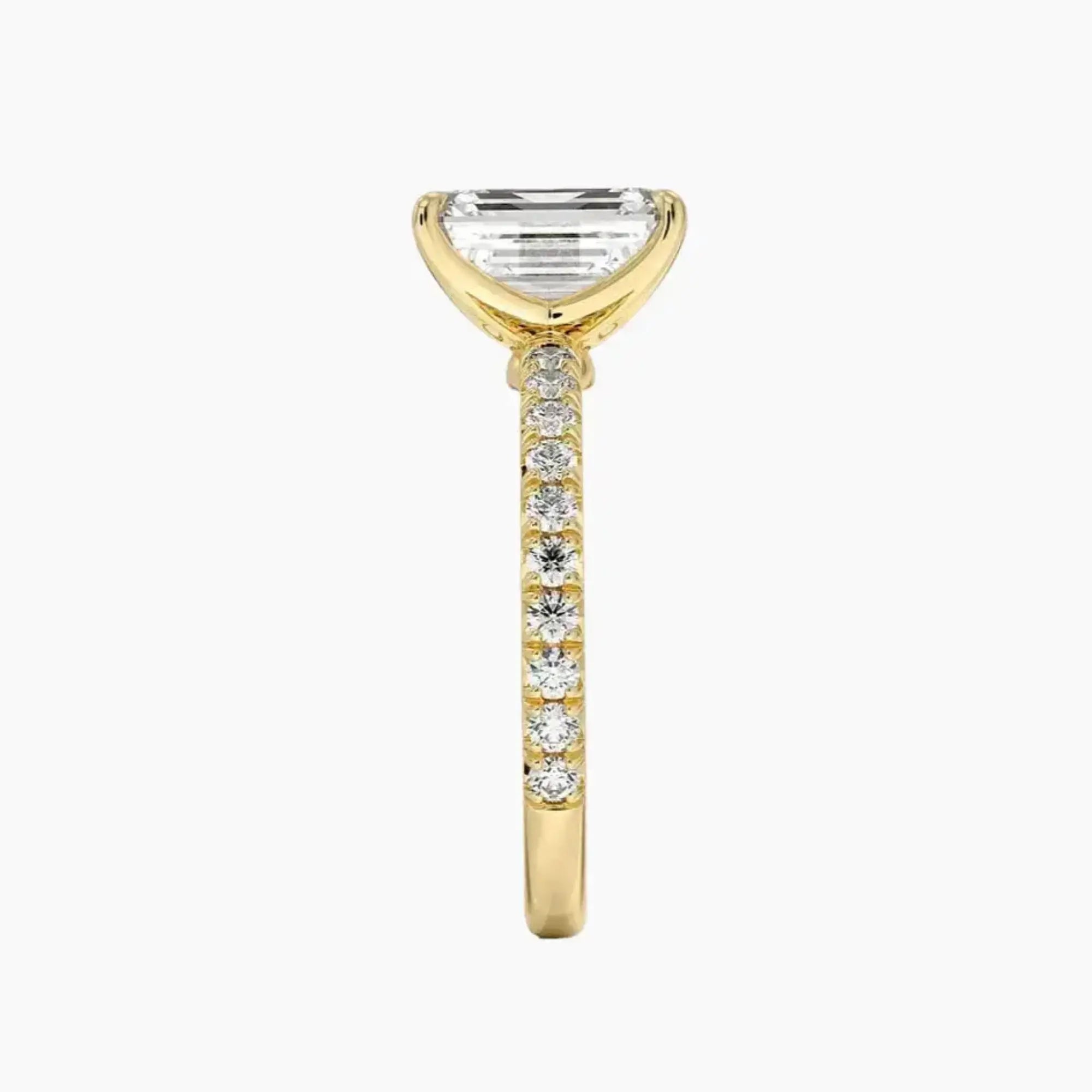 Irina Emerald Solitaire Diamond Ring Setting in 18K Rose Gold