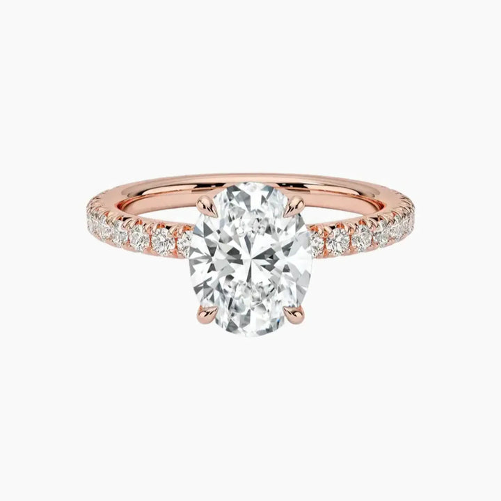 Irina Oval Solitaire 3 Carat Lab Grown Diamond Engagement Ring in 14K Rose Gold