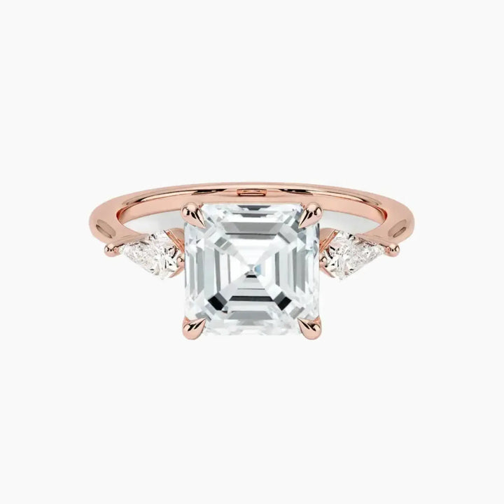Isolde Asscher Three Stone 1.5 Carat Lab Grown Diamond Engagement Ring in 14K Rose Gold