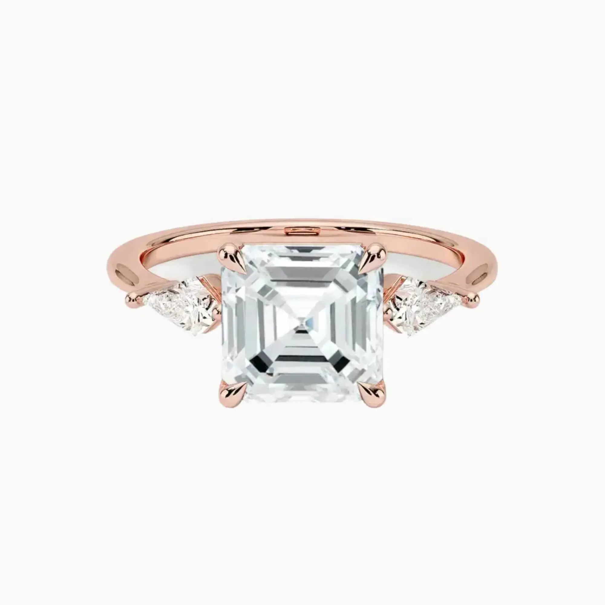 Isolde Asscher Three Stone 3 Carat Lab Grown Diamond Engagement Ring in 14K White Gold