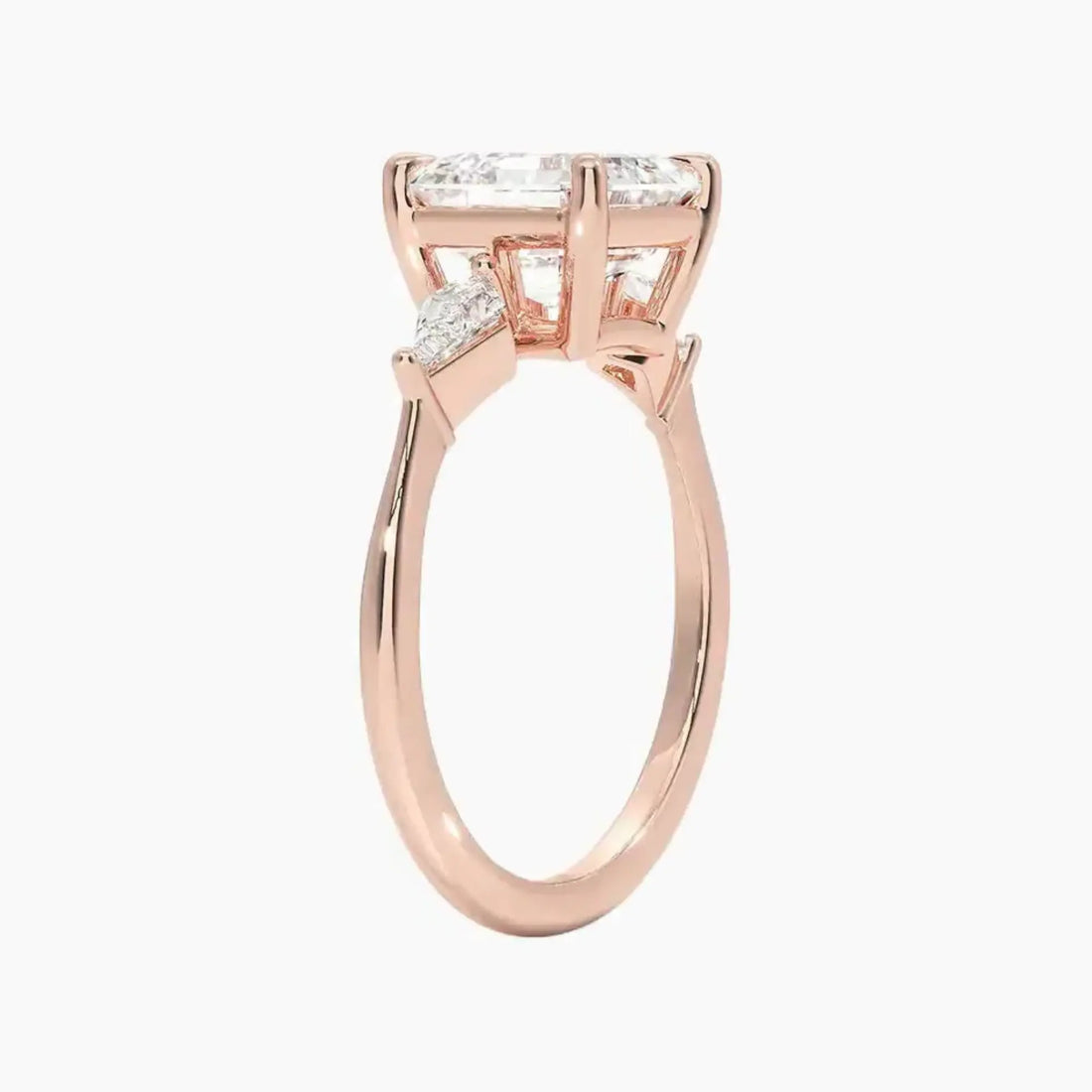 Isolde Asscher Three Stone Diamond Ring Setting in 18K Rose Gold
