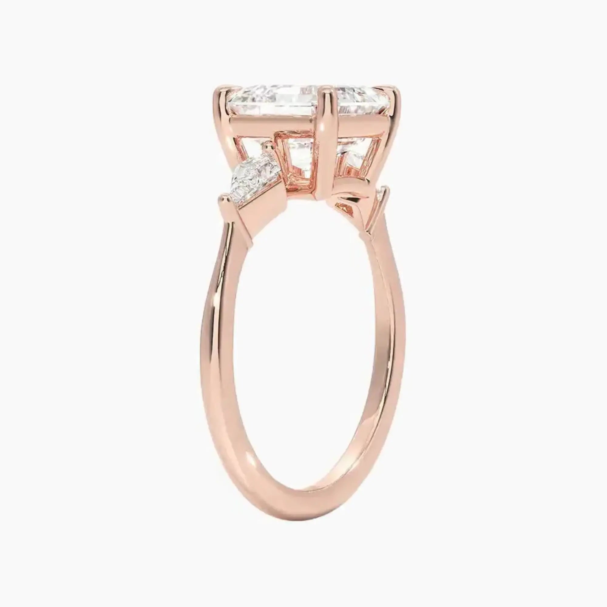 Isolde Asscher Three Stone 2.5 Carat Lab Grown Diamond Engagement Ring in 14K White Gold