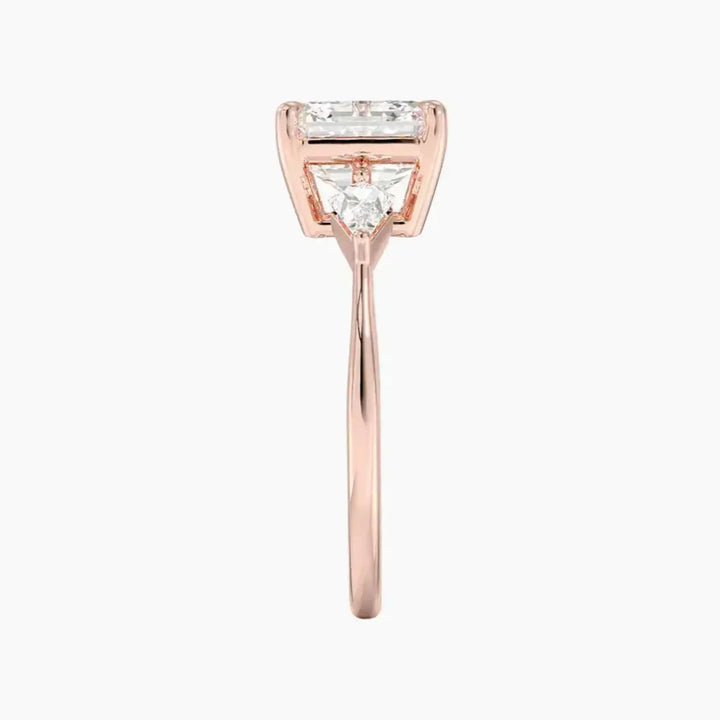 Isolde Asscher Three Stone 3 Carat Lab Grown Diamond Engagement Ring in 18K White Gold