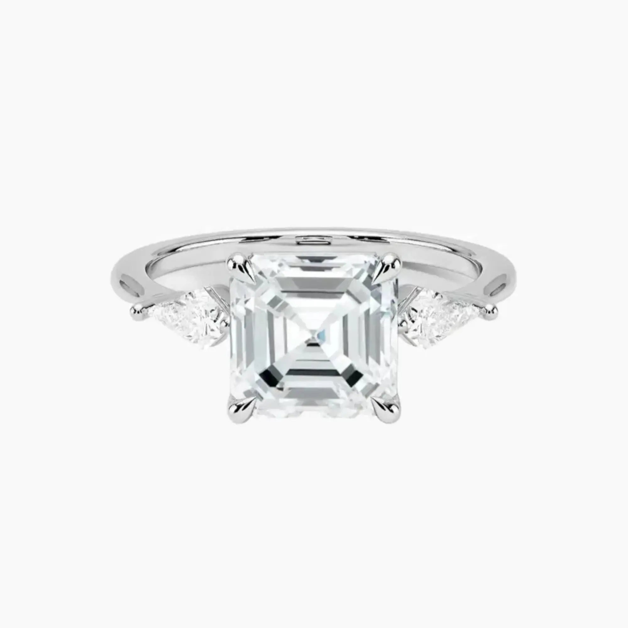 Isolde Asscher Three Stone 2.5 Carat Lab Grown Diamond Engagement Ring in 14K Yellow Gold