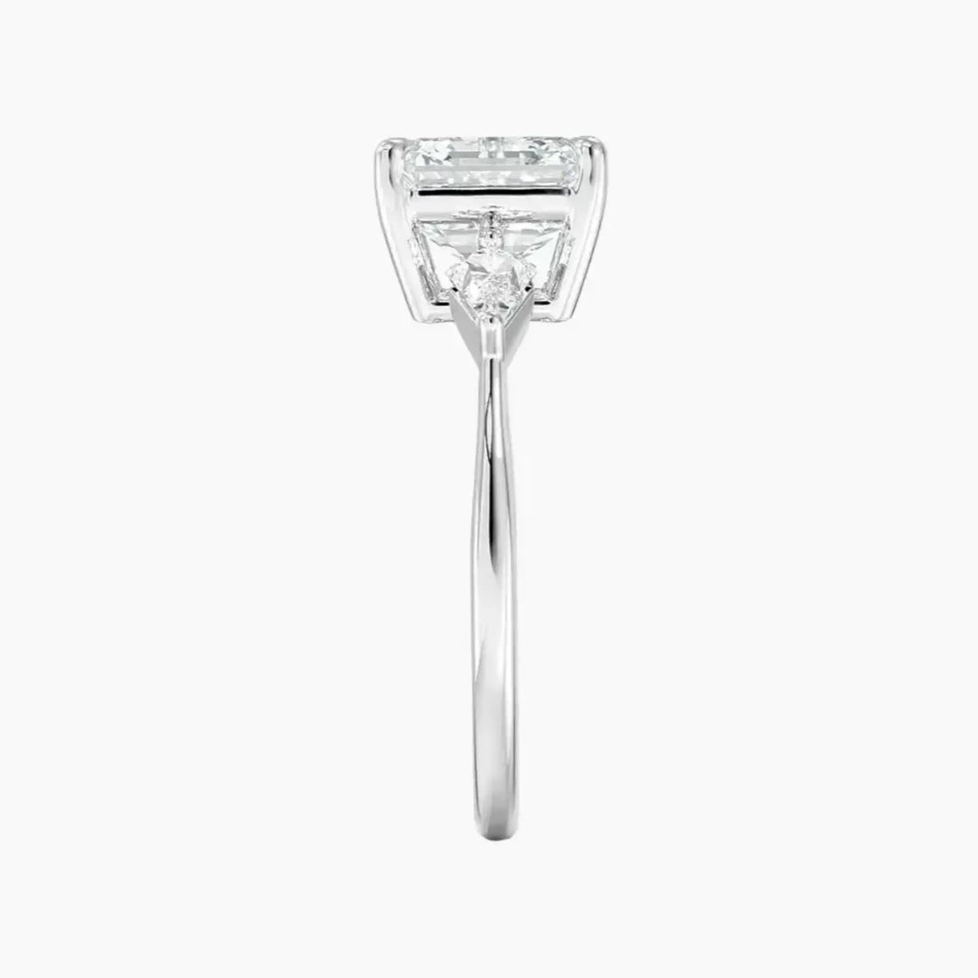 Isolde Asscher Three Stone 2.5 Carat Lab Grown Diamond Engagement Ring in 18K White Gold
