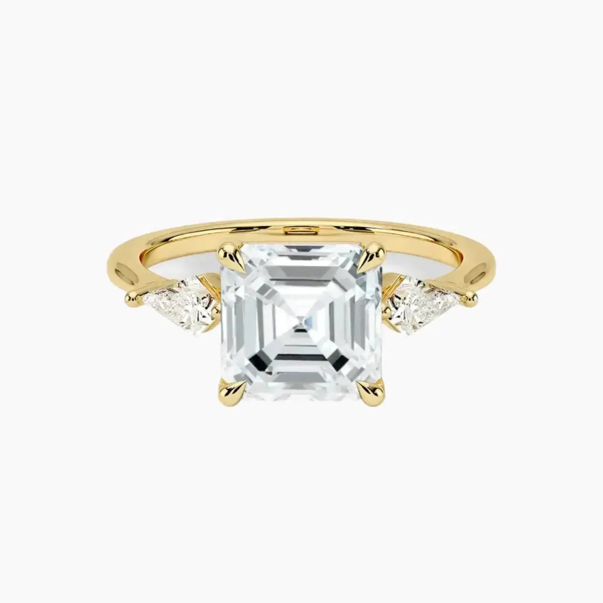 Isolde Asscher Three Stone Diamond Ring Setting in 14K White Gold