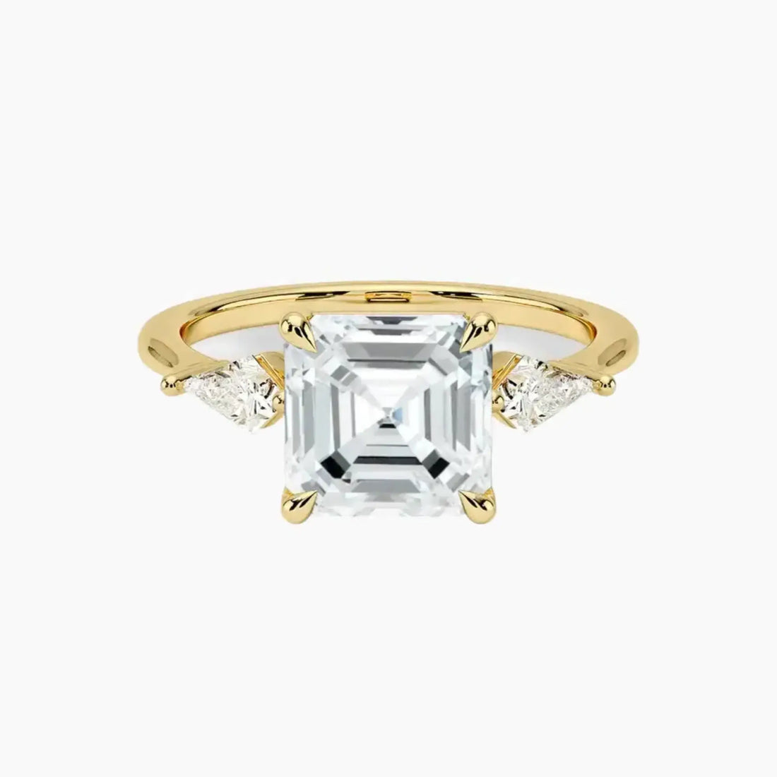 Isolde Asscher Three Stone Diamond Ring Setting in 14K White Gold