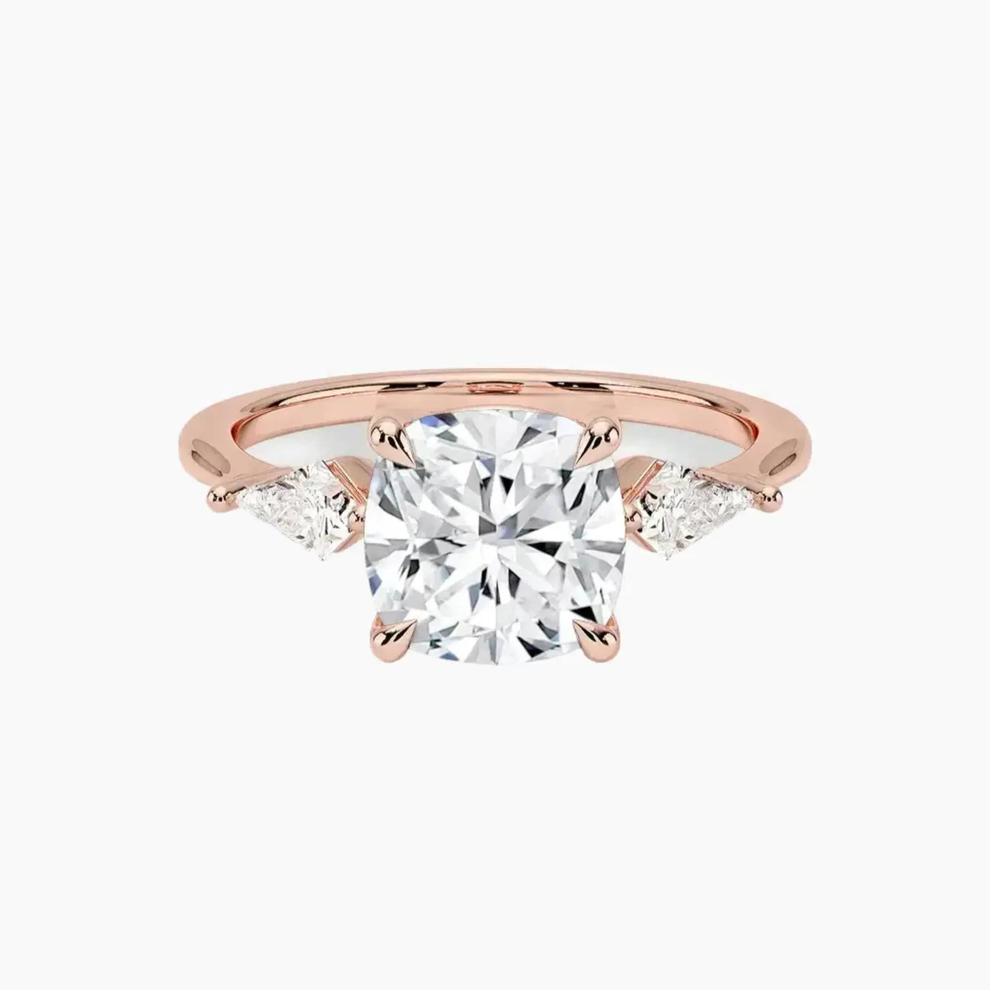 Isolde Cushion Three Stone Diamond Ring Setting in 18K White Gold