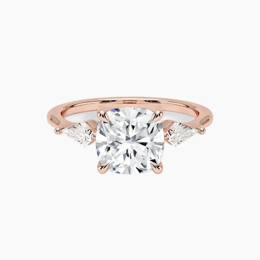 Isolde Cushion Three Stone 1.5 Carat Lab Grown Diamond Engagement Ring in 14K Yellow Gold