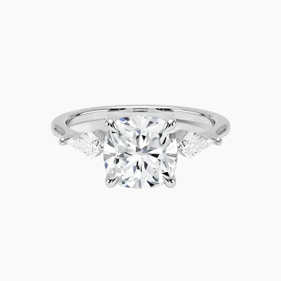 Isolde Cushion Three Stone Diamond Ring Setting in 18K Yellow Gold