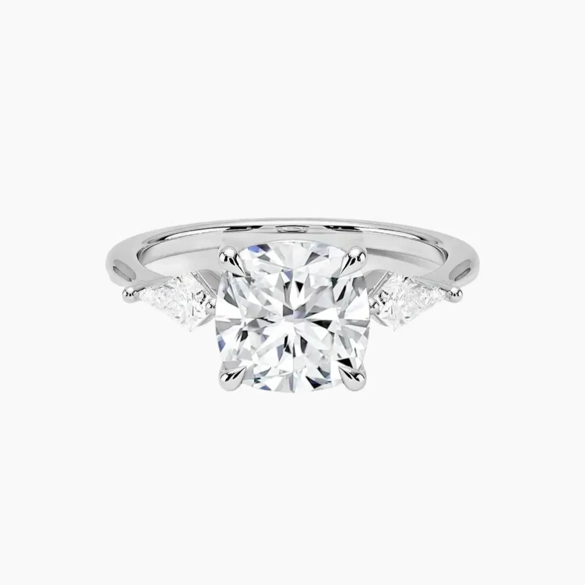 Isolde Cushion Three Stone Diamond Ring Setting in 14K Rose Gold
