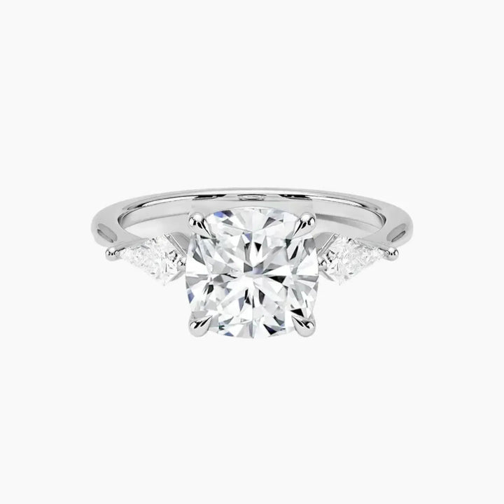 Isolde Cushion Three Stone 1.5 Carat Lab Grown Diamond Engagement Ring in 18K White Gold