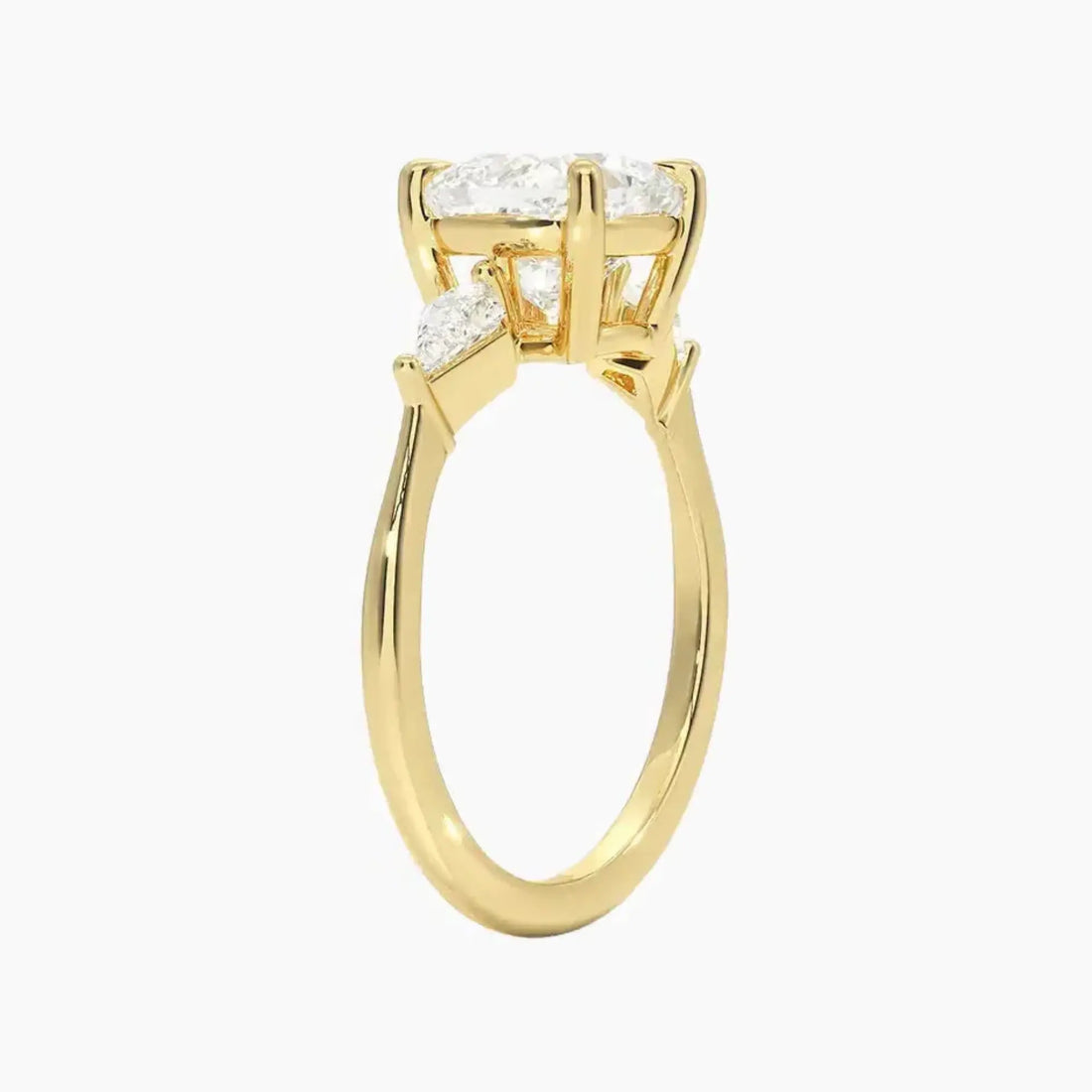 Isolde Cushion Three Stone 3 Carat Lab Grown Diamond Engagement Ring in 18K Rose Gold
