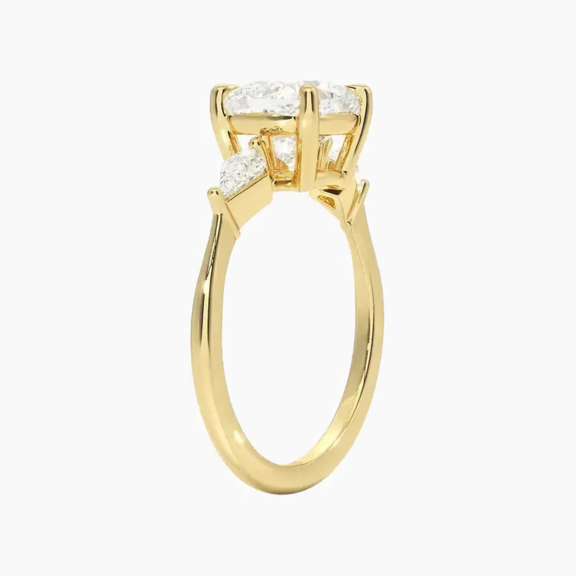Isolde Cushion Three Stone 1.5 Carat Lab Grown Diamond Engagement Ring in 18K Yellow Gold