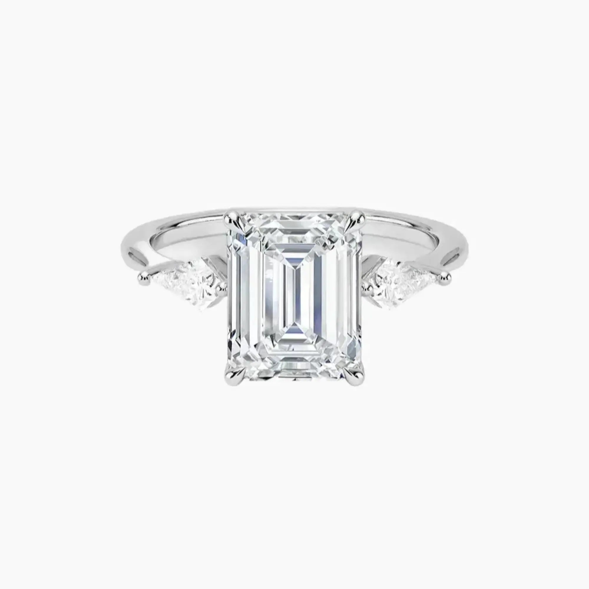 Isolde Emerald Three Stone 1.5 Carat Lab Grown Diamond Engagement Ring in 14K Yellow Gold