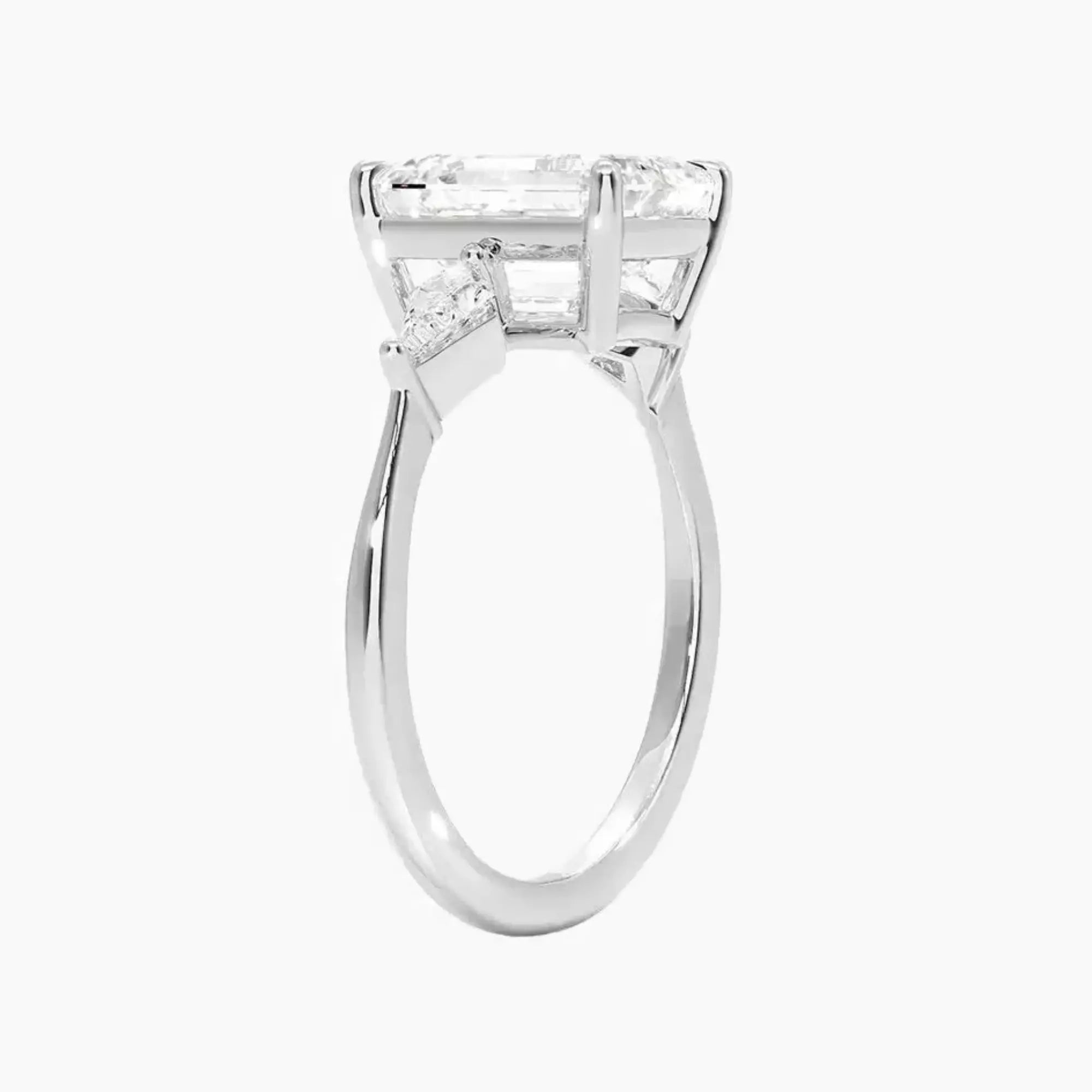 Isolde Emerald Three Stone 2 Carat Lab Grown Diamond Engagement Ring in 14K White Gold