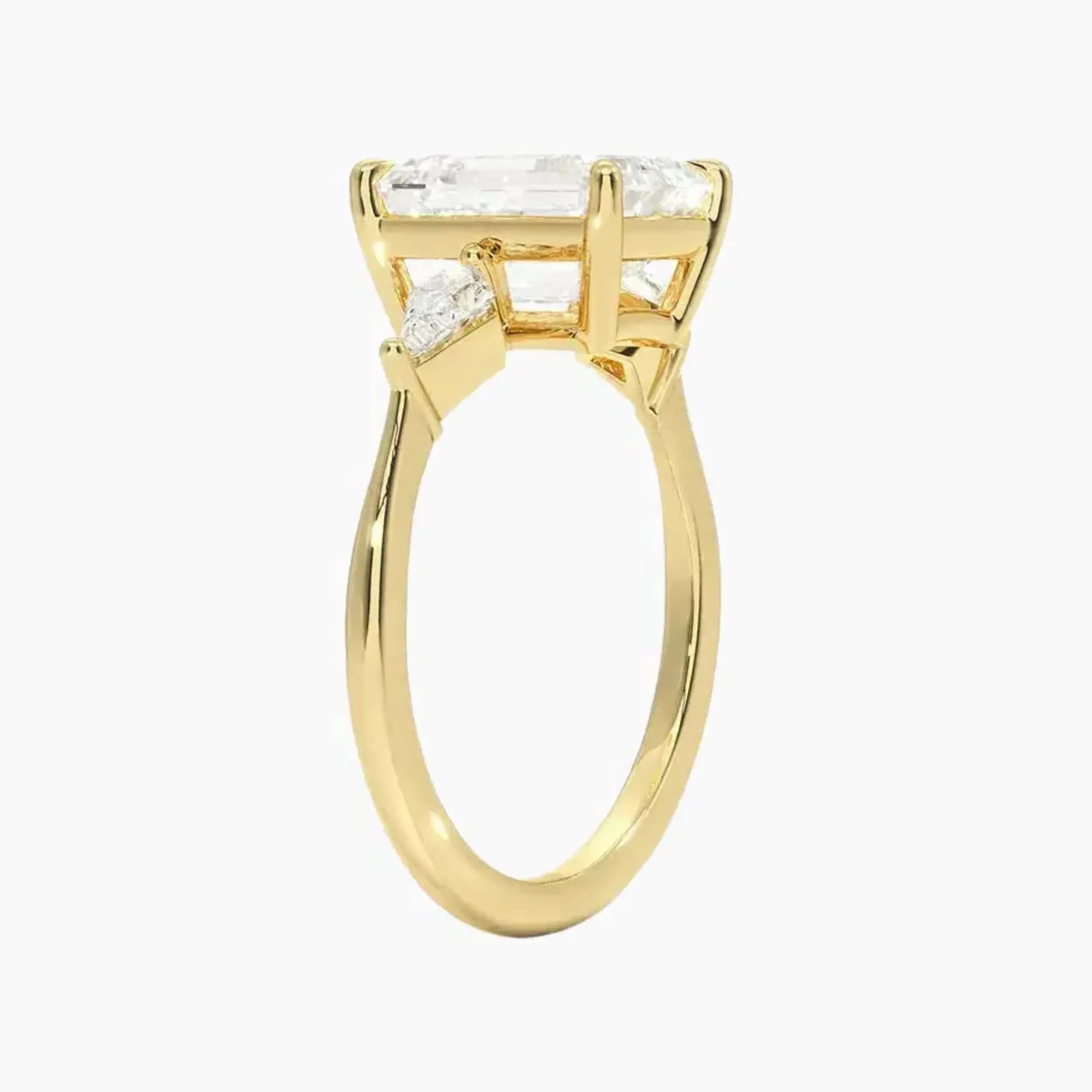 Isolde Emerald Three Stone 2 Carat Lab Grown Diamond Engagement Ring in 14K White Gold