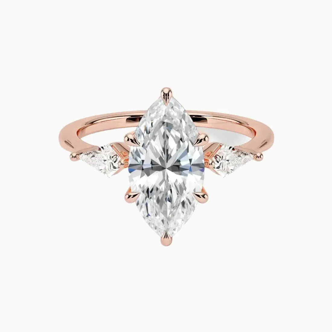 Isolde Marquise Three Stone 1 Carat Lab Grown Diamond Engagement Ring in 14K Yellow Gold