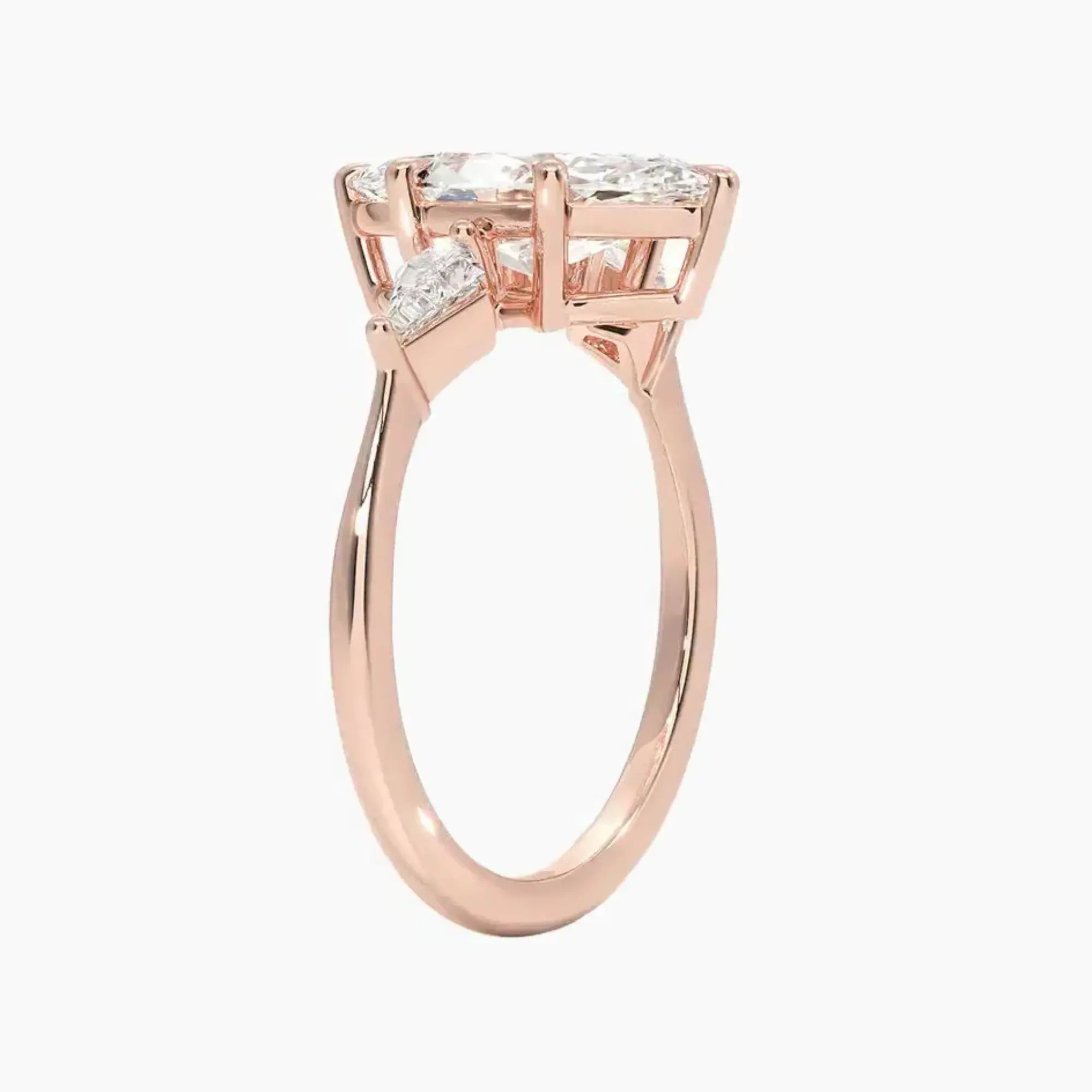 Isolde Marquise Three Stone Diamond Ring Setting in 14K White Gold
