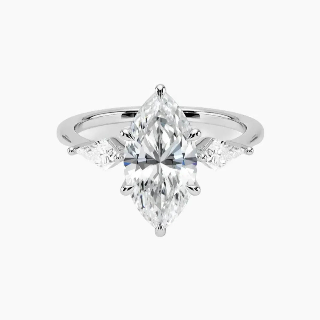 Isolde Marquise Three Stone 2.5 Carat Lab Grown Diamond Engagement Ring in 14K Yellow Gold