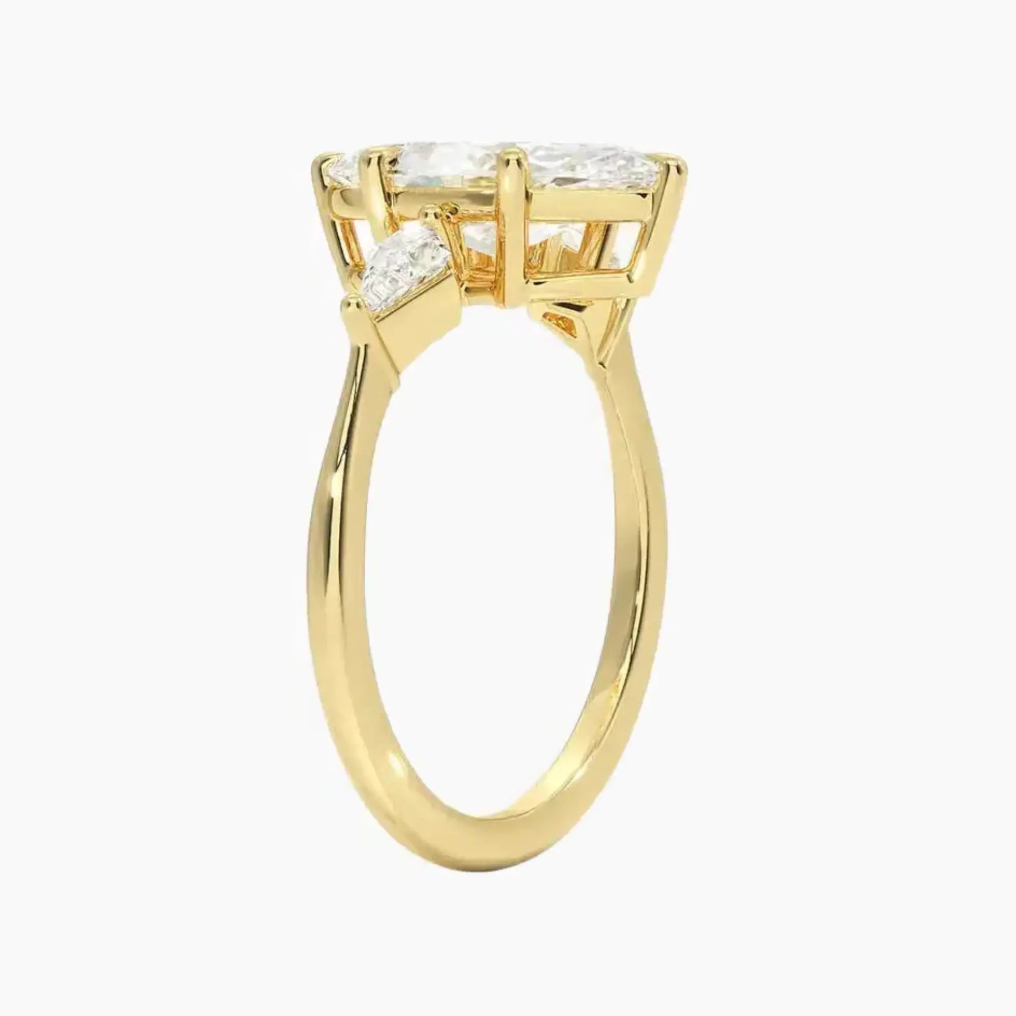 Isolde Marquise Three Stone Diamond Ring Setting in 14K White Gold