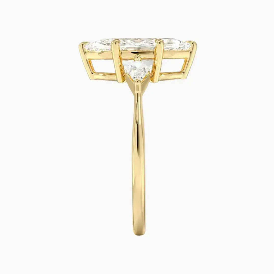 Isolde Marquise Three Stone Diamond Ring Setting in 18K Yellow Gold
