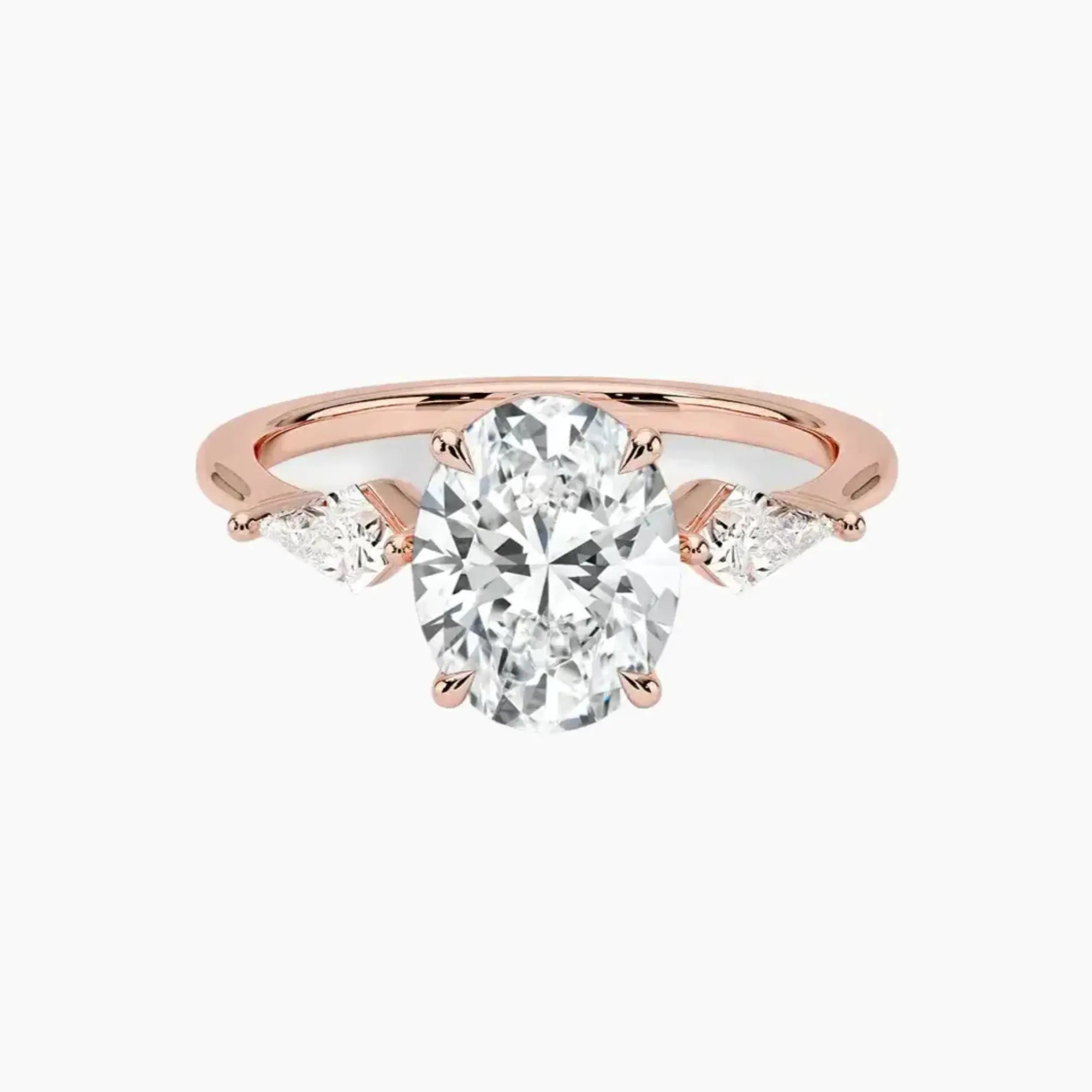 Isolde Oval Three Stone 2 Carat Lab Grown Diamond Engagement Ring in 18K White Gold