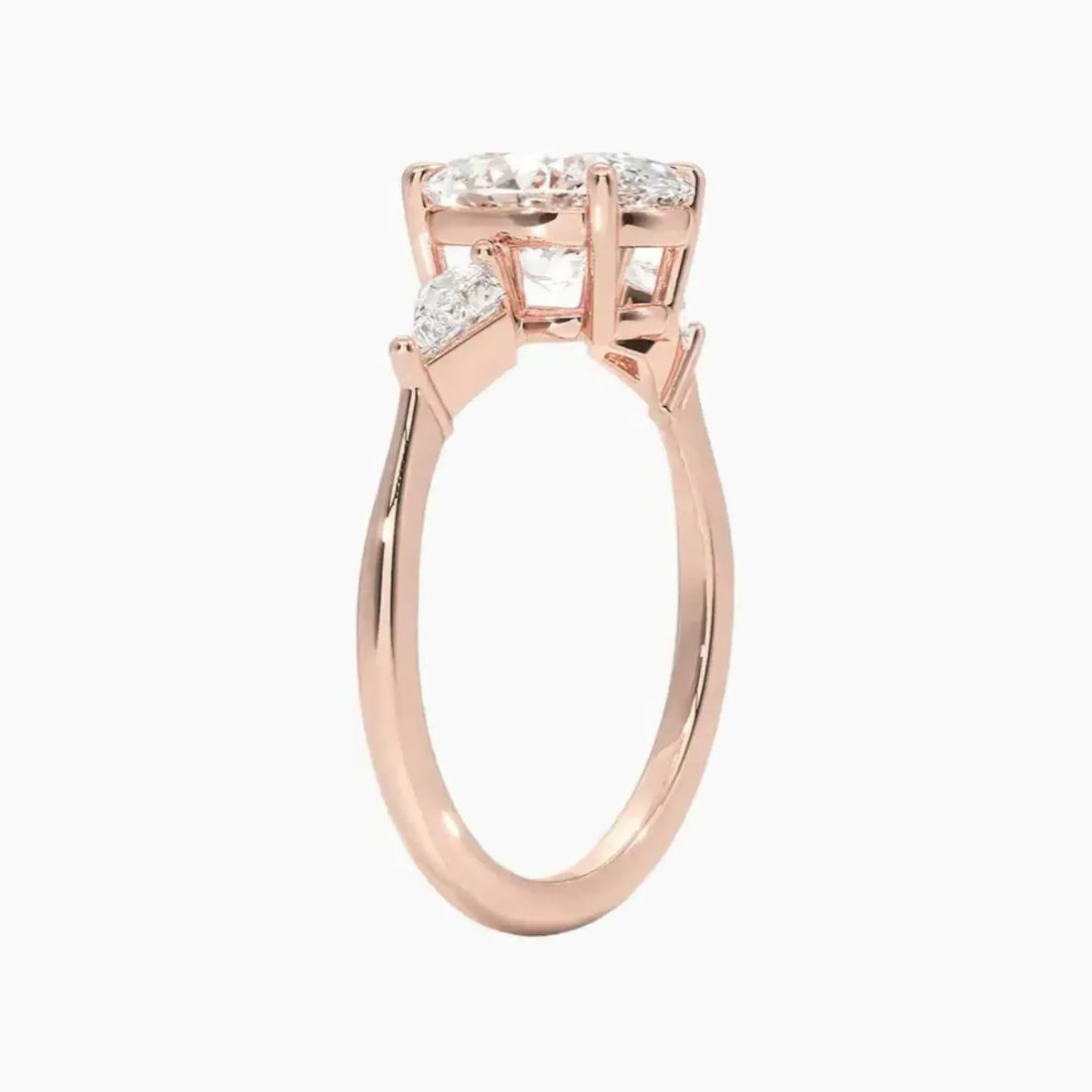 Isolde Oval Three Stone 3 Carat Lab Grown Diamond Engagement Ring in 18K Rose Gold