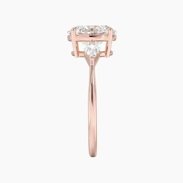 Isolde Oval Three Stone 1 Carat Lab Grown Diamond Engagement Ring in 14K Yellow Gold