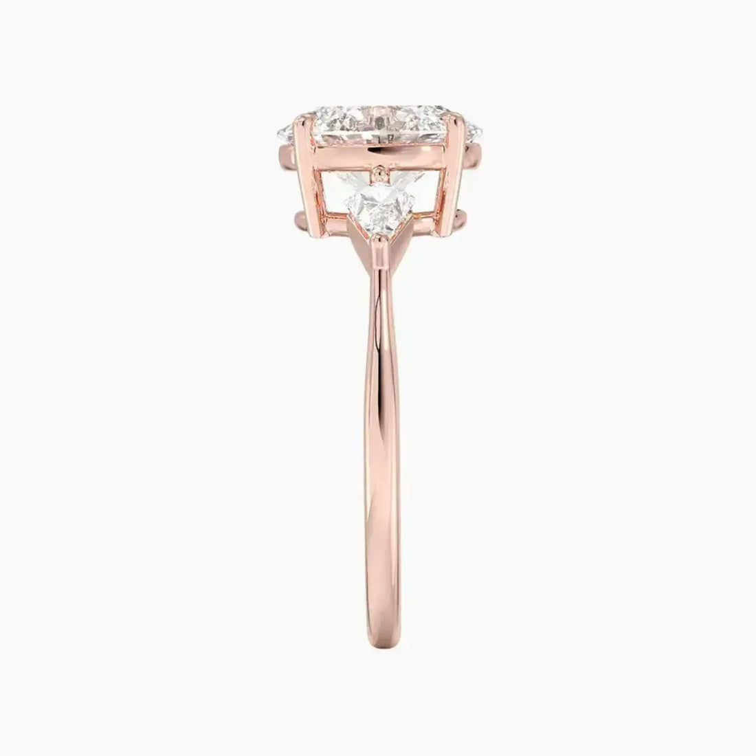 Isolde Oval Three Stone 1.5 Carat Lab Grown Diamond Engagement Ring in 18K Rose Gold