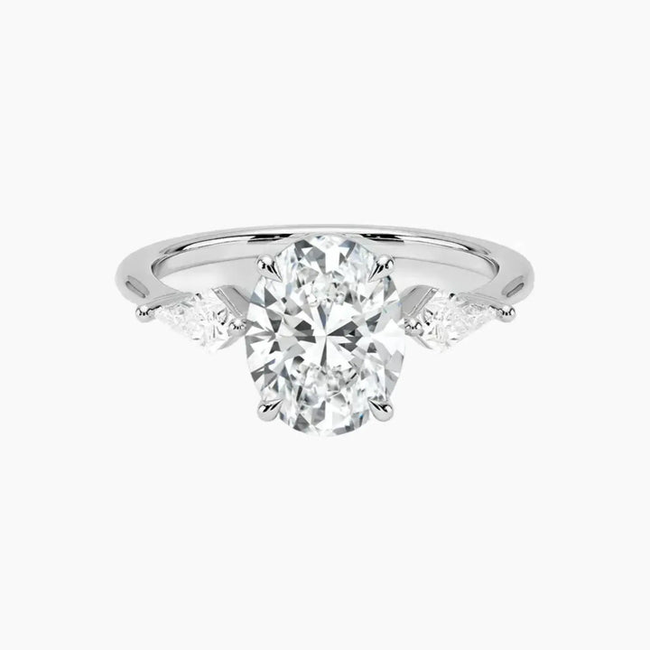 Isolde Oval Three Stone 2 Carat Lab Grown Diamond Engagement Ring in 14K White Gold