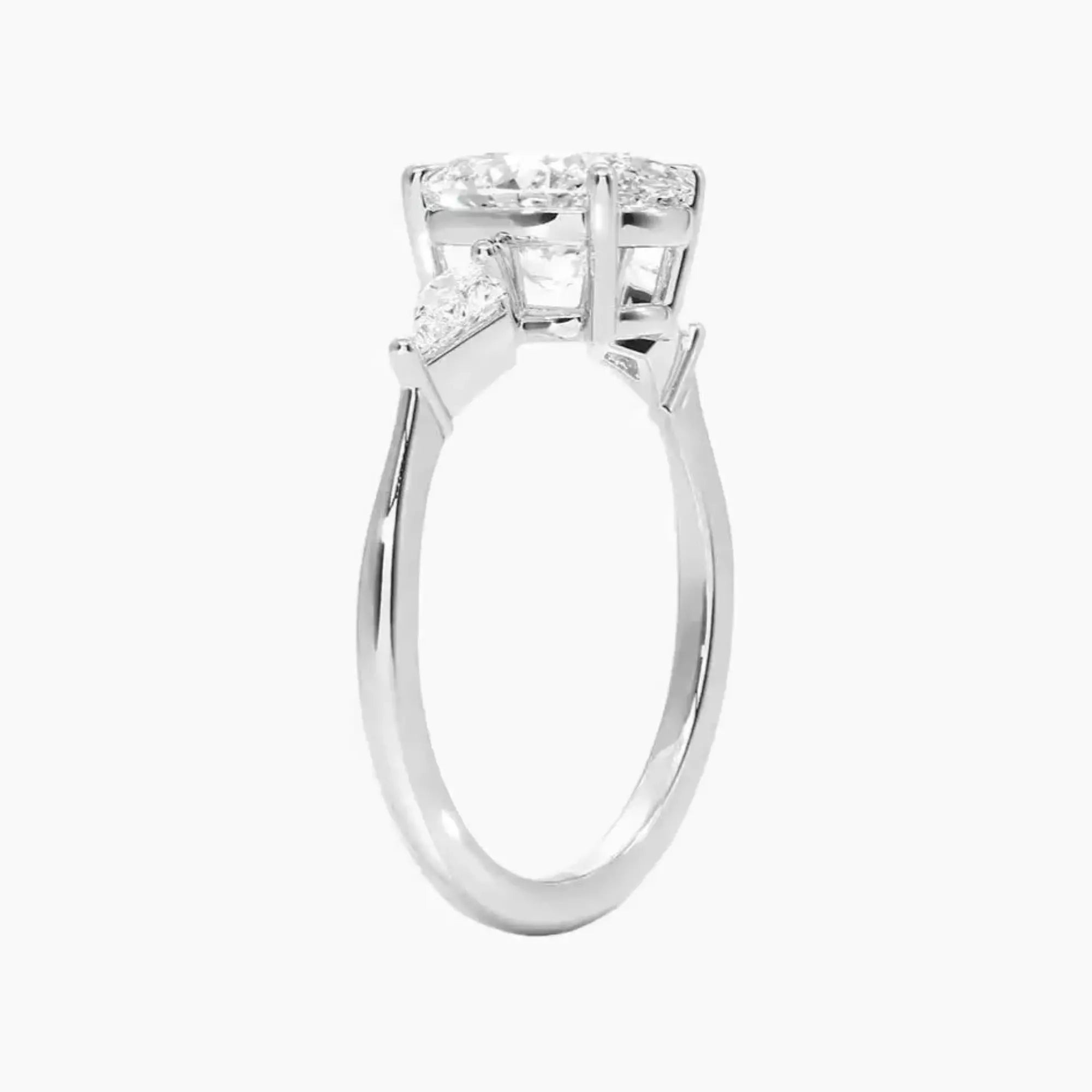 Isolde Oval Three Stone Diamond Ring Setting in 18K White Gold