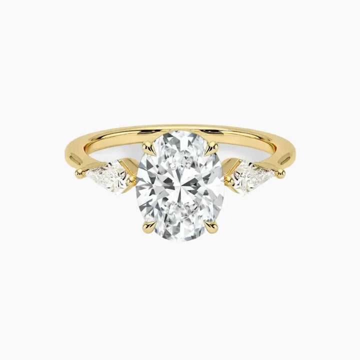 Isolde Oval Three Stone 1 Carat Lab Grown Diamond Engagement Ring in 14K Yellow Gold