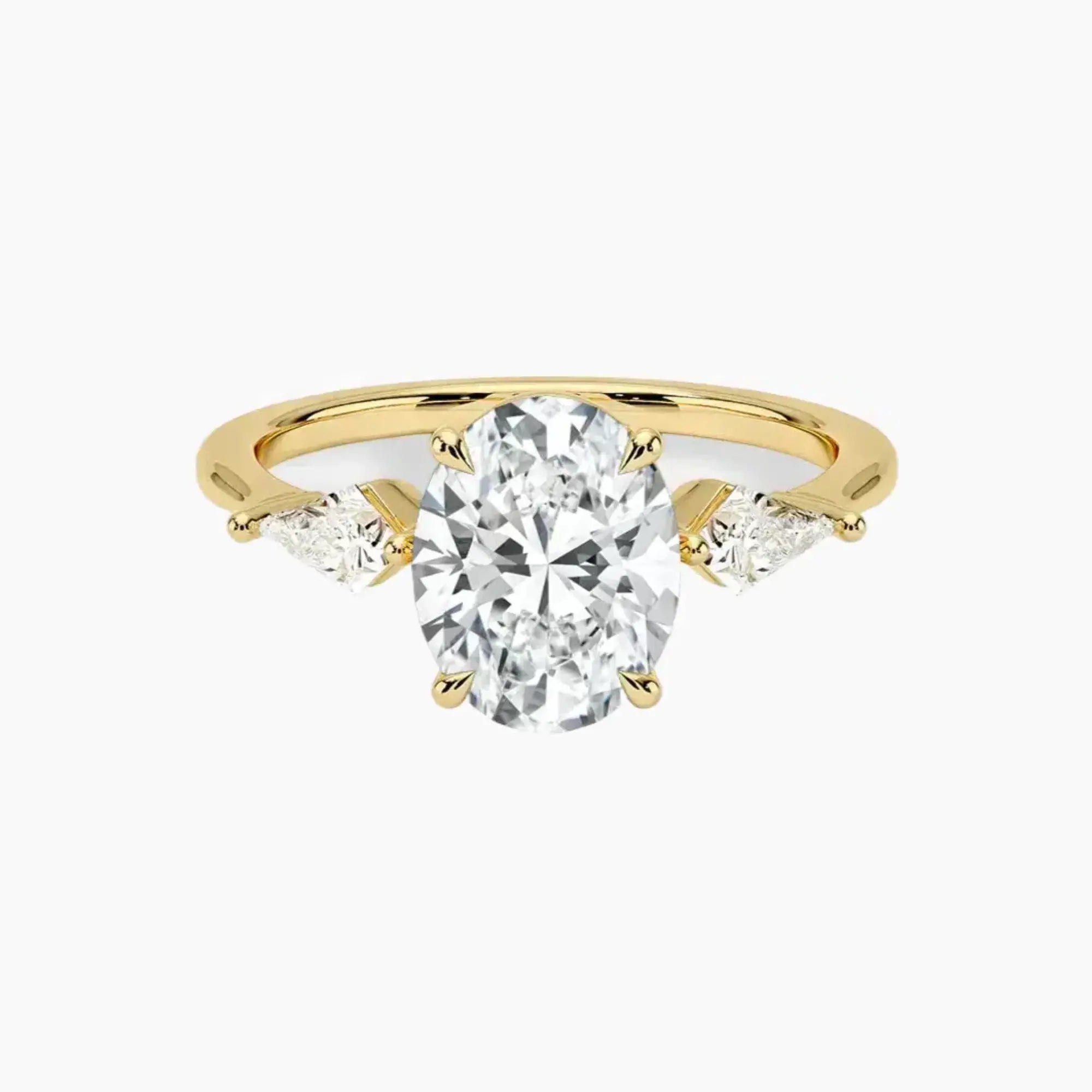 Isolde Oval Three Stone 1.5 Carat Lab Grown Diamond Engagement Ring in 14K Yellow Gold