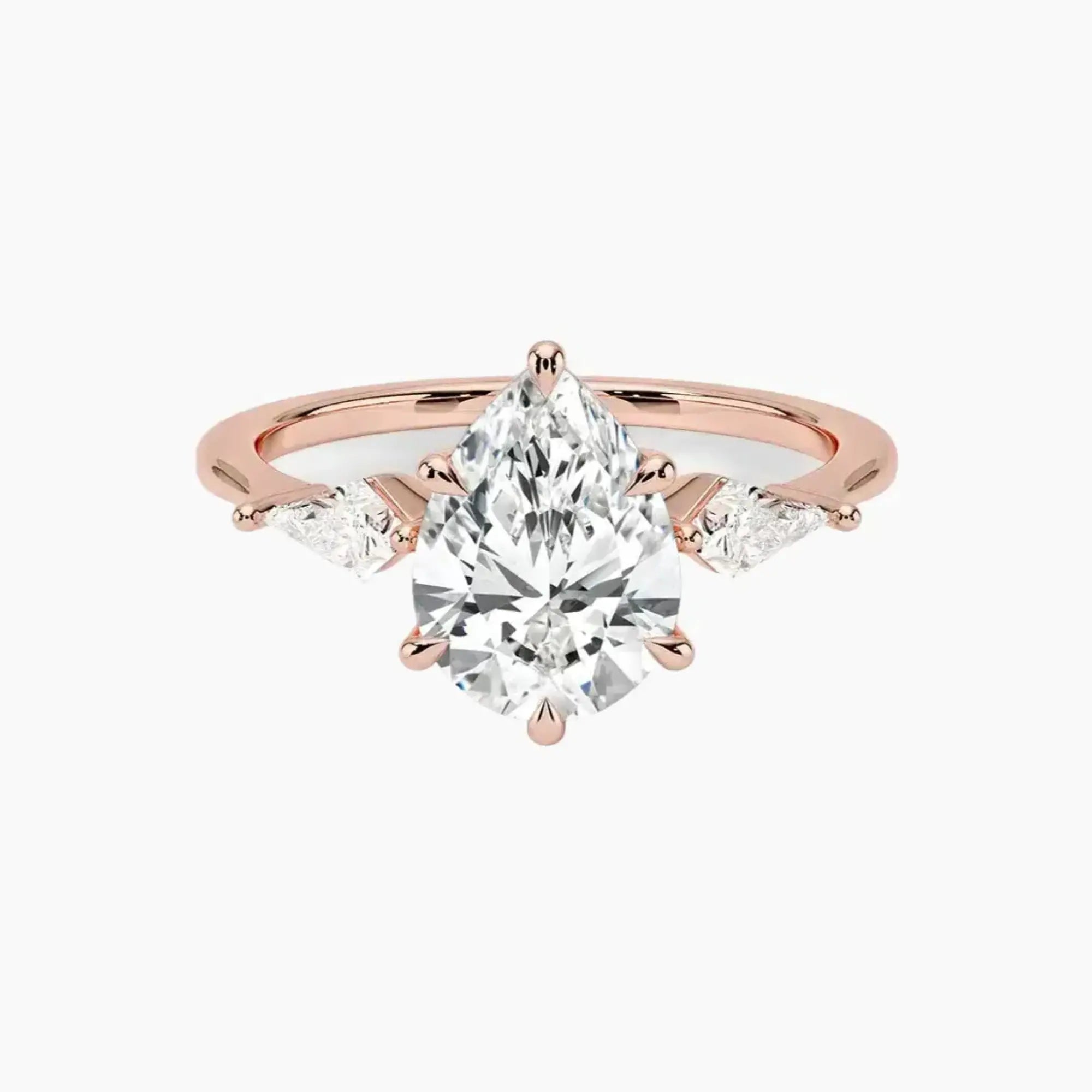 Isolde Pear Three Stone 3 Carat Lab Grown Diamond Engagement Ring in 18K Yellow Gold