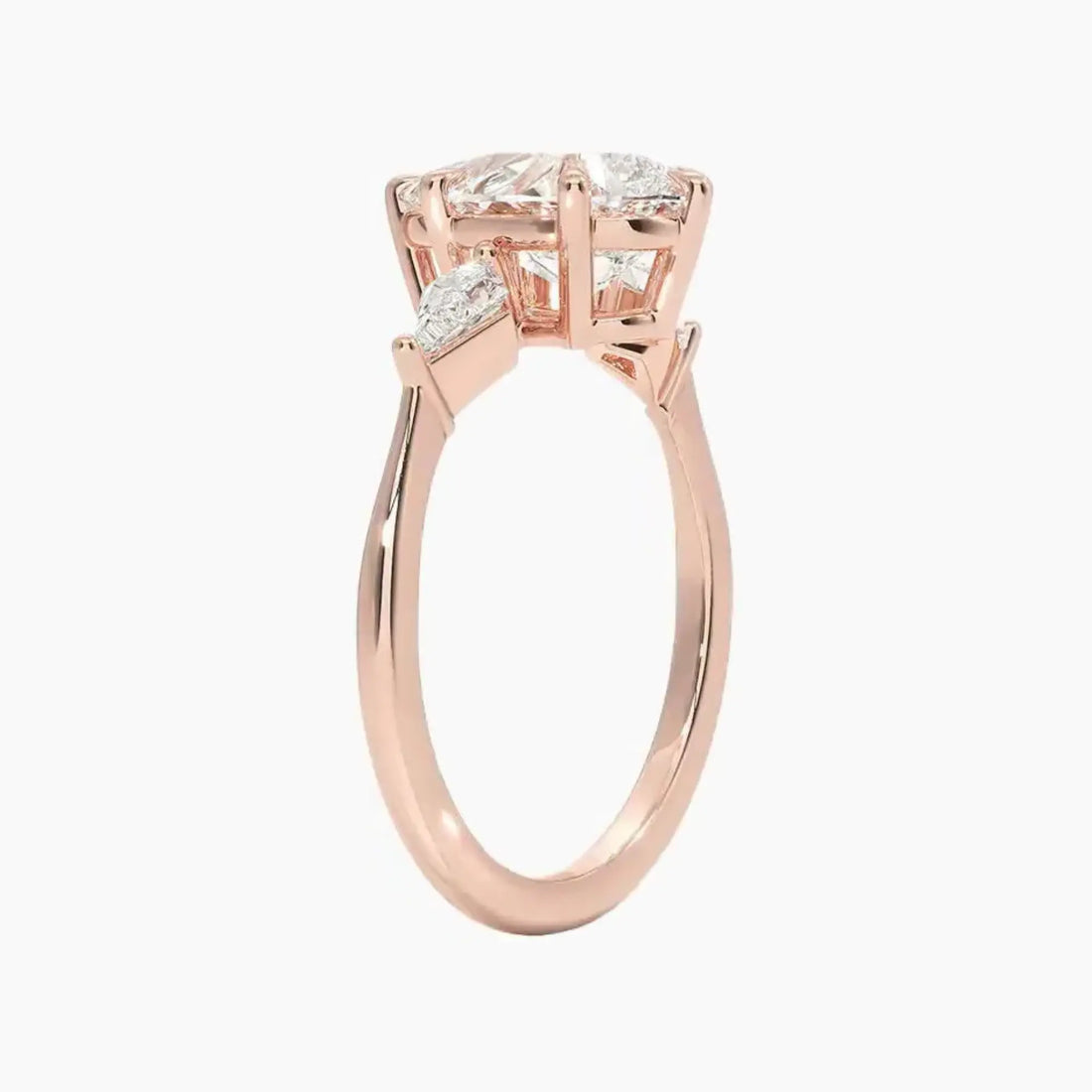 Isolde Pear Three Stone Diamond Ring Setting in 14K Rose Gold