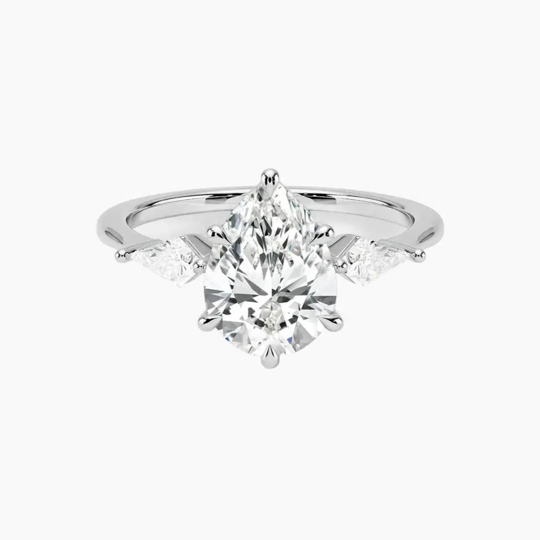 Isolde Pear Three Stone 2.5 Carat Lab Grown Diamond Engagement Ring in 14K White Gold