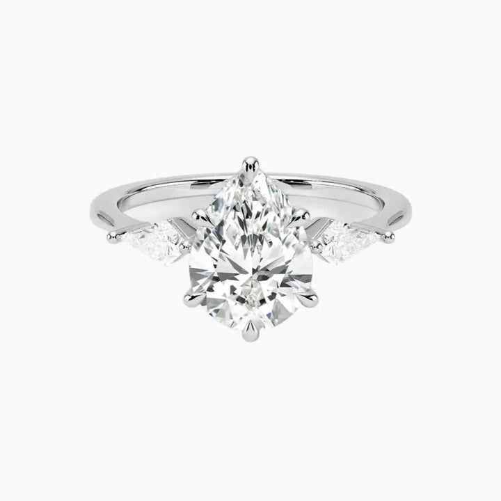 Isolde Pear Three Stone 2 Carat Lab Grown Diamond Engagement Ring in 18K White Gold